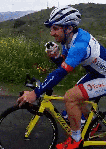 Il ciclista Niccolò Bonifazio ha salvato un gattino